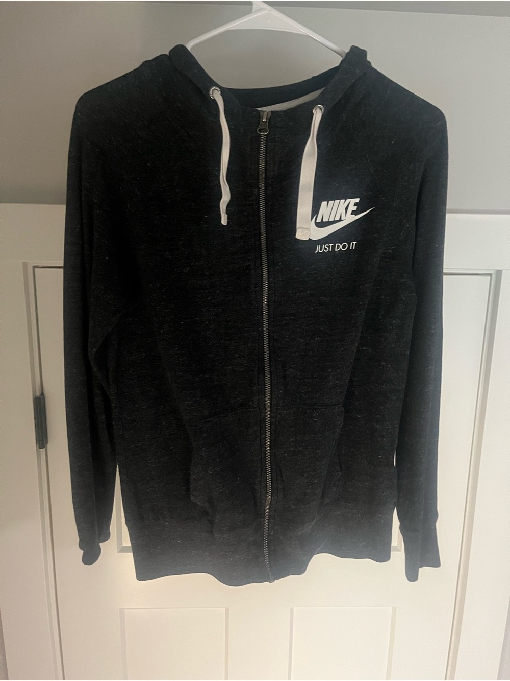 Nike Black Hoodie with White Trim and Logo Tag